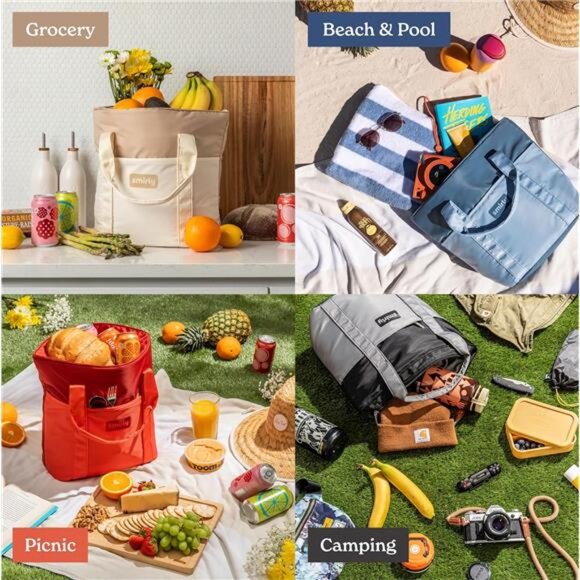 Large Insulated Cooler Bag, Thermal Insulated Grocery Bags, Collapsible - Picture 5 of 7